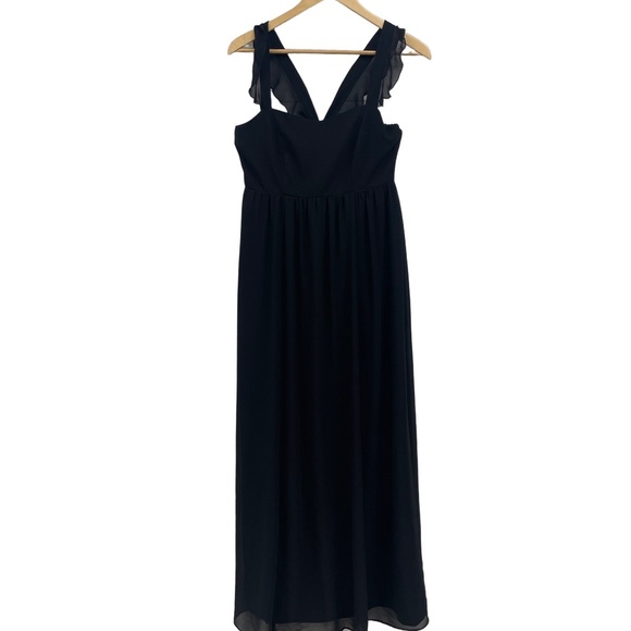 Show Me Your Mumu Black V-Neck Sheer Chiffon Ruffle‎ Maxi Dress Large - Picture 1 of 11